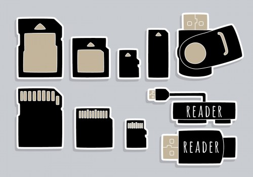 usb-card-reader-element-icons-vector
