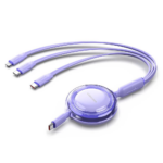 VENTION 3-in-1 USB 2.0 Type-A Male to USB-C Male + USB-C Male + Lightning Male 3.5A Retractable Cable 1.1M Purple (TRJVBE) (VENTRJVBE)